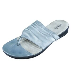 SoftWalk  Women Flip Flop‎ Sandal Shoes Silver Leather Size 10.5 Medium